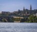 Scenic view of Key Memorial Bridge and Georgetown University over Potomac River in Washington DC.